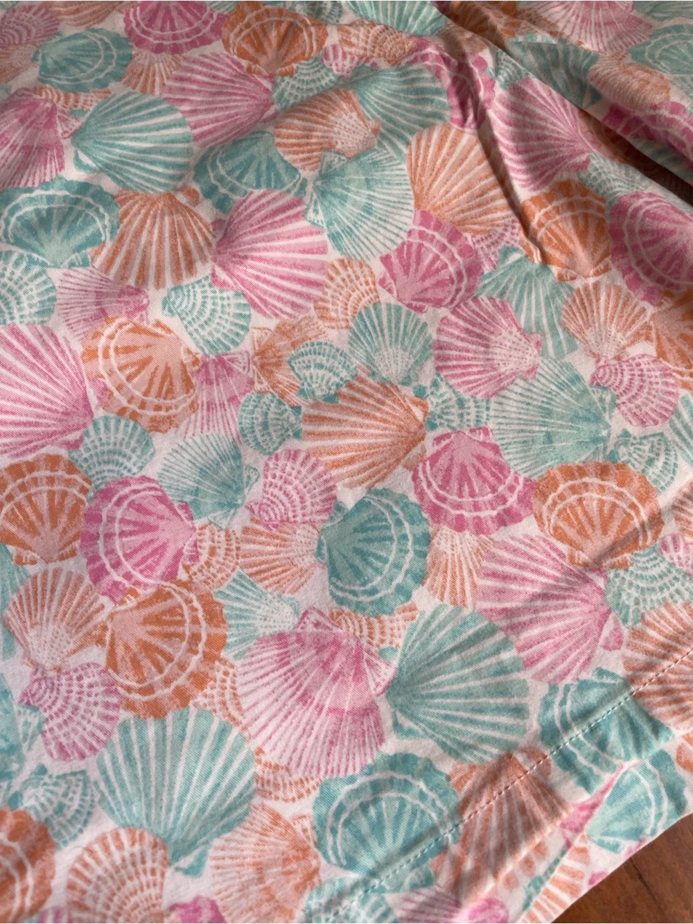 Talbots Chino Shorts Pastel Seashell Print Coastal 97% Cotton Size 14